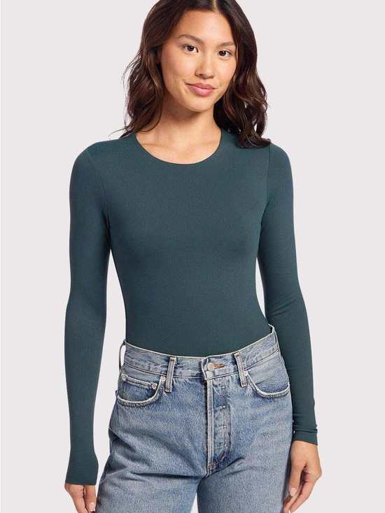 nuuds Tops - nuuds Dark Teal Long Sleeve Crew Bodysuit Fall Layering Bodysuit